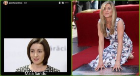 Președintele Maia Sandu - cunoscută și de actrițe de la Hollywood. Apare într-un story publicat de Jennifer Aniston